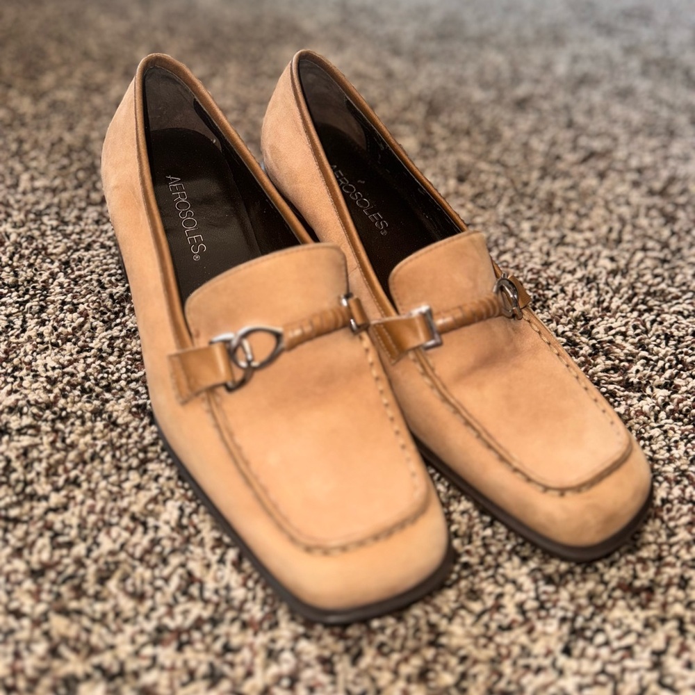 Aerosoles Tan Suede Horsebit Loafers Comfort shoes